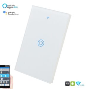 Interruptor de pared táctil WiFi Tuya Smart de 1 unidad (estándar de EE. UU.) - Canal único para lámparas